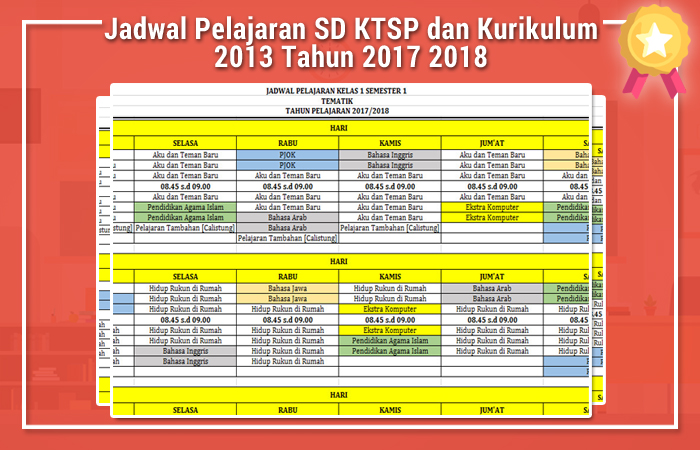 Jadwal Mata Pelajaran Sd